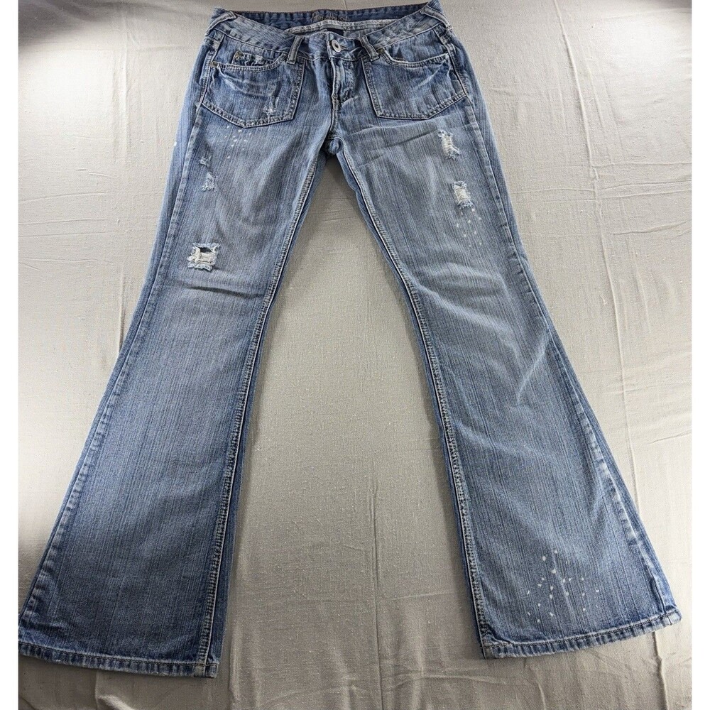 Vintage Y2K Amethyst Distressed Flare Jeans Size 7 Medium Wash Style 80737